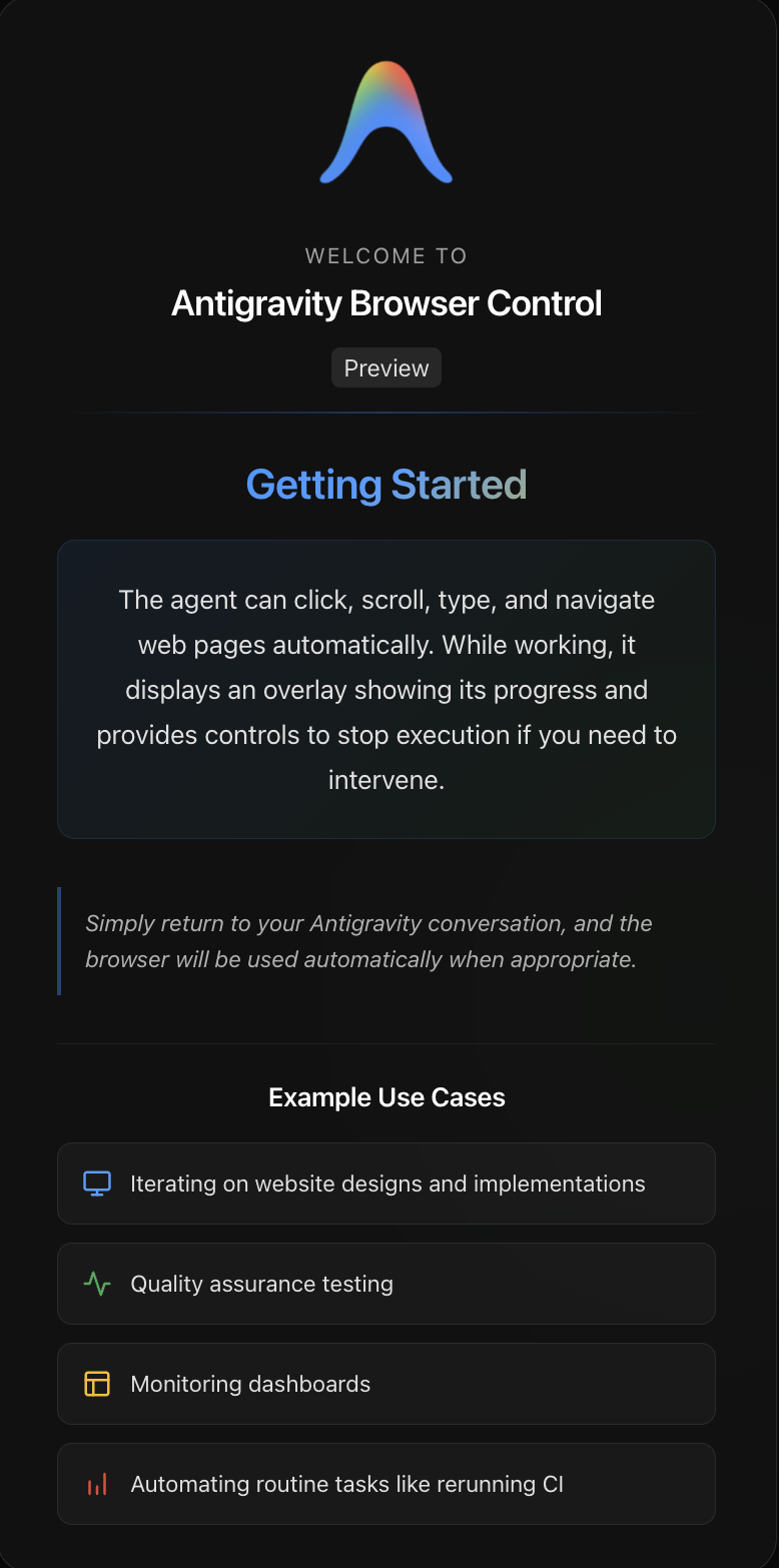 Antigravity Browser Control