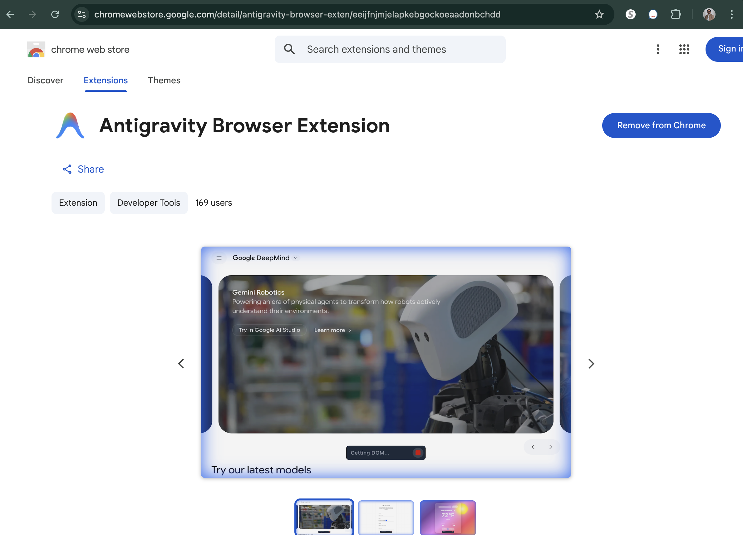 Antigravity Chrome Extension