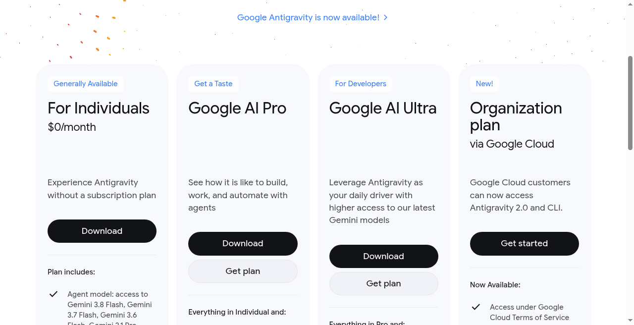 Antigravity pricing
