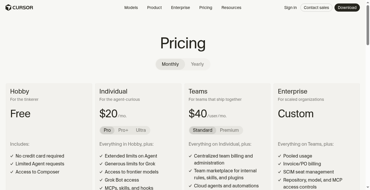 Cursor pricing