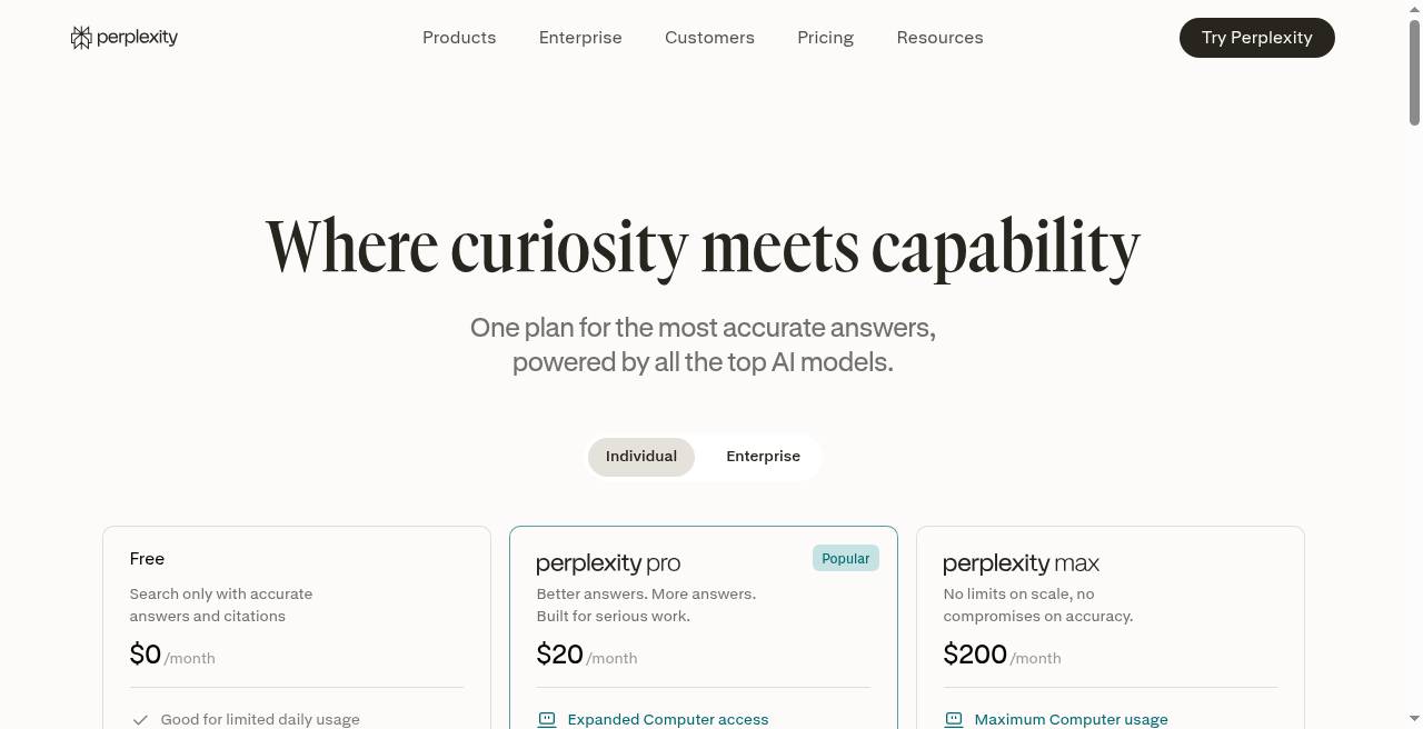 Perplexity pricing