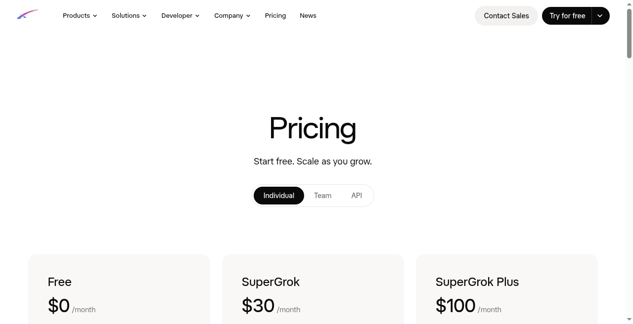 xAI Grok pricing
